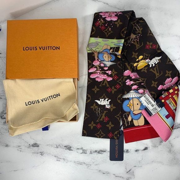 Louis Vuitton Accessories - ❌❌ Louis Vuitton Xmas Holiday animation Japan monogram bandeau silk scarf